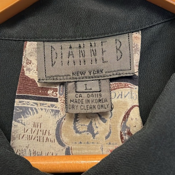 Vintage Dianne B New York  Tunic Black With Currency Print Insert Large - Picture 12 of 12